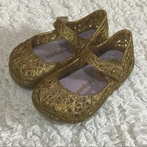Size 5 Mini Melissa CA Mary Jane, Gold Glitter ✨